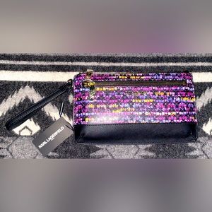 Karl Lagerfeld Paris Double Zip Wallet Wristlet Clutch Authentic